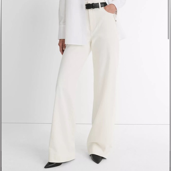 Vince Double-Waistband Pant Trouser Denim Off White Women 29 New V065222352